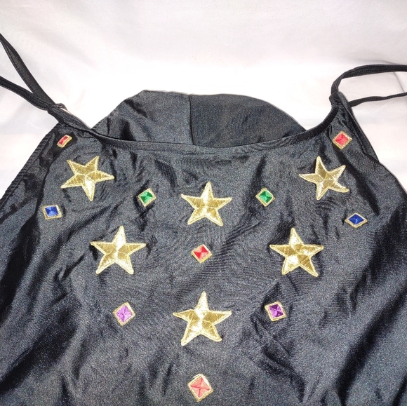 Rare Vintage Ujena One Piece Black And Colorful Stars Geometric Made in USA - Picture 3 of 8